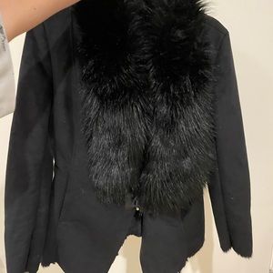 Black faux fur coat